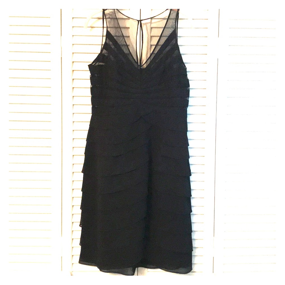 Black structured and sheer bodycon evening dress